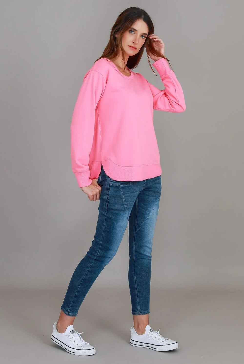3rd Story The Label - Charlette Curve Hem Sweater | French Rose - Jumper - Silvermaple Boutique