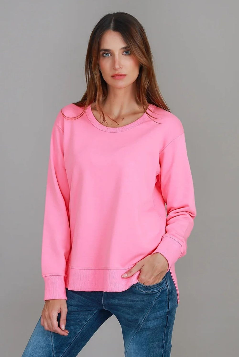 3rd Story The Label - Charlette Curve Hem Sweater | French Rose - Jumper - Silvermaple Boutique