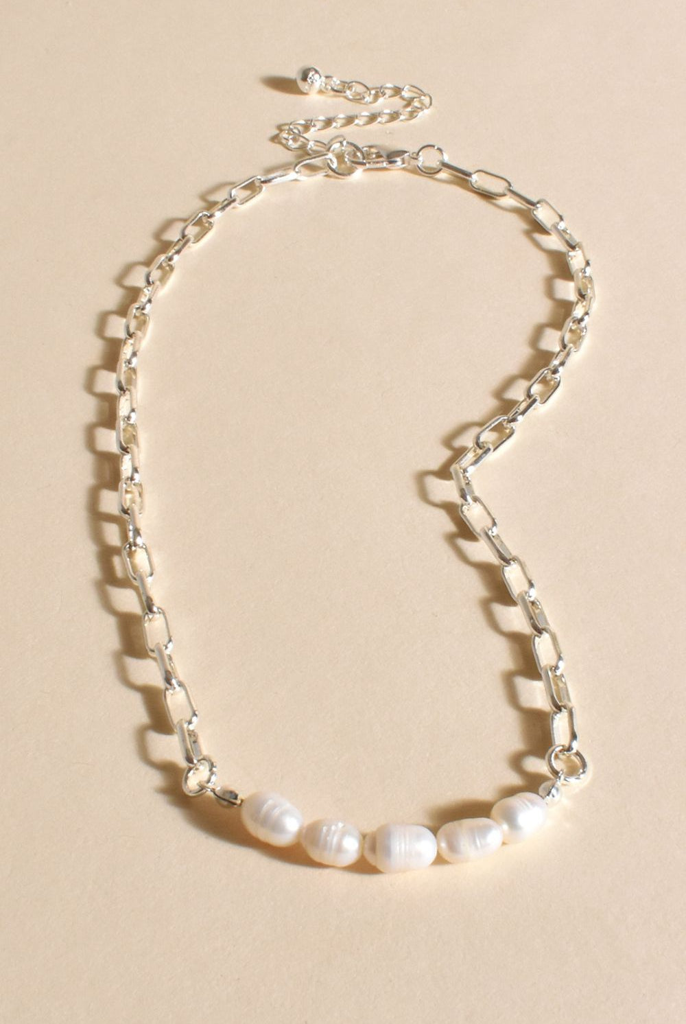 Adorne - Pearl Panel Front Short Necklace | Silver/Cream - Jewellery - Silvermaple Boutique