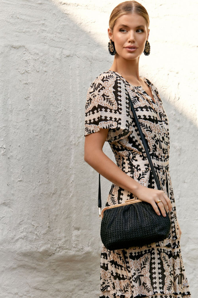 Adorne Isabelle Woven Cross Body Bag | Black_Silvermaple Boutique