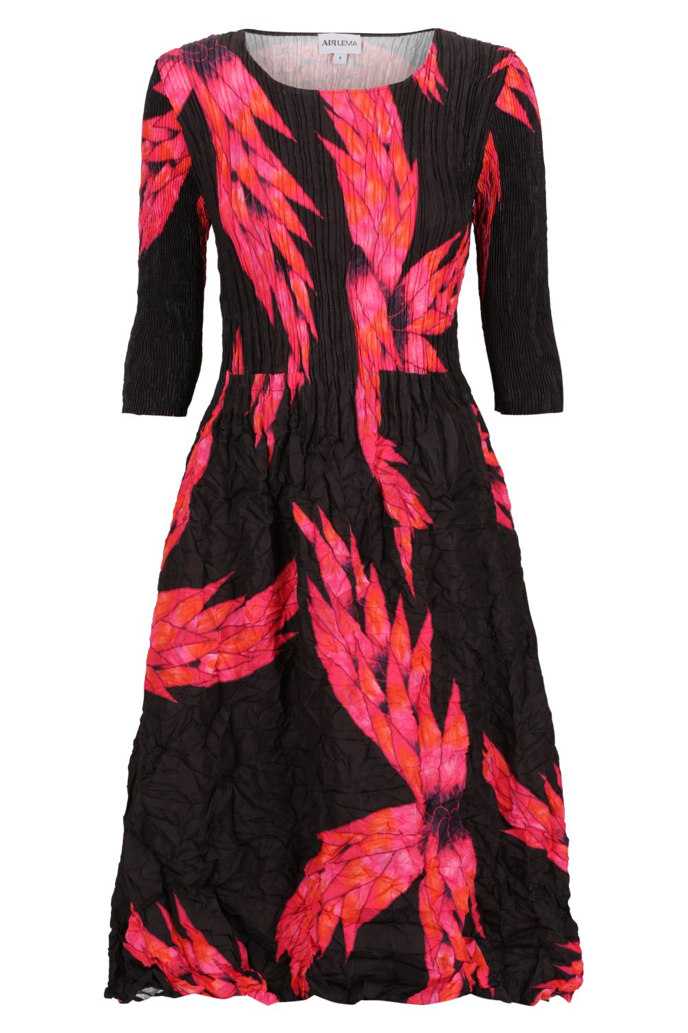 Alquema - Alquema 3/4 Sleeve Smash Pocket Dress | Pink Night Dragon - Dress - Silvermaple Boutique