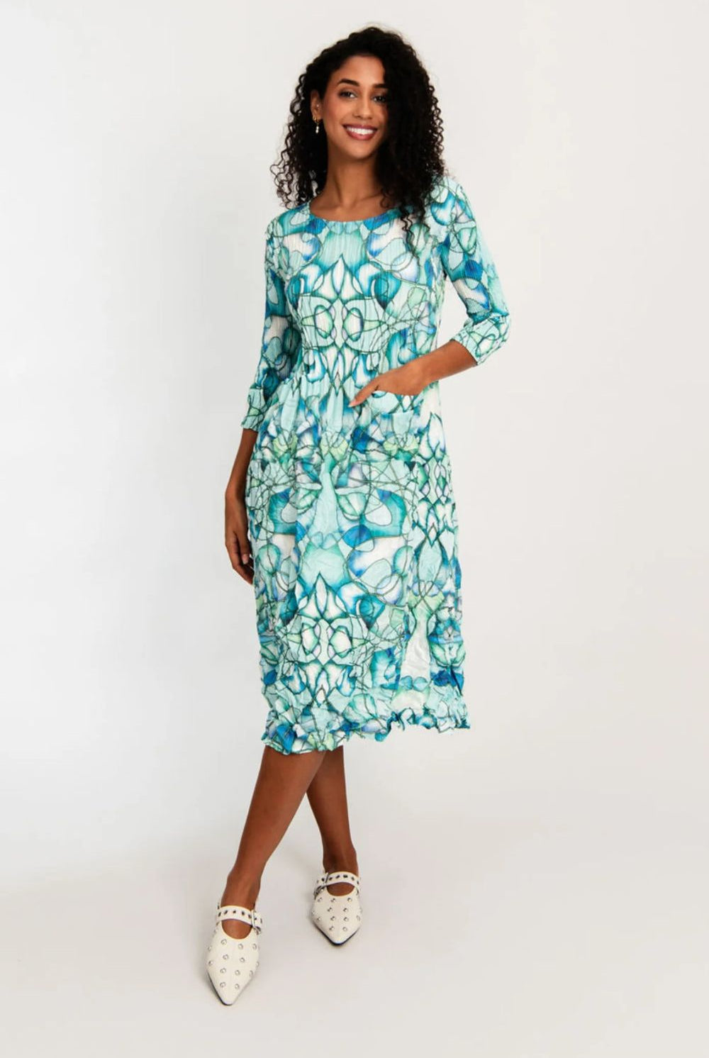 Alquema - Alquema 3/4 Sleeve Smash Pocket Dress | Seaglass - - Silvermaple Boutique