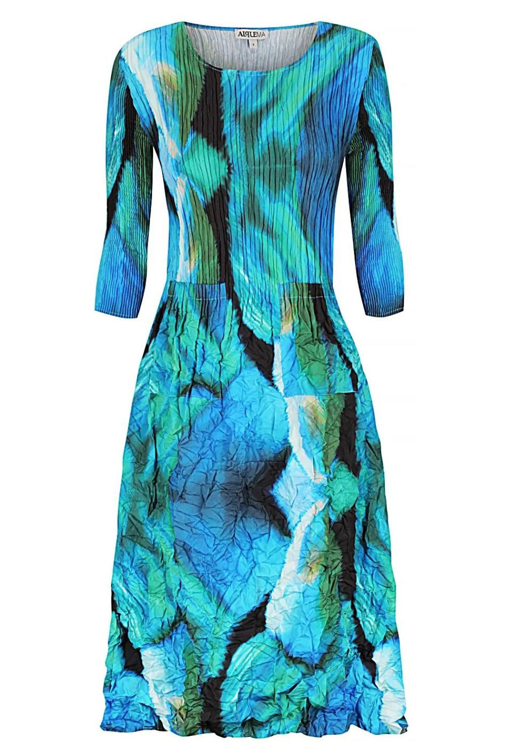 Alquema - 3/4 Sleeve Smash Pocket Dress | Aqua Bows - Dress - Silvermaple Boutique