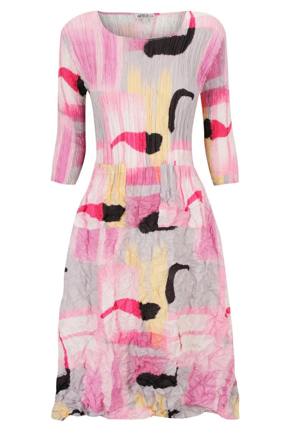 Alquema - 3/4 Sleeve Smash Pocket Dress | Flamingos - Dress - Silvermaple Boutique