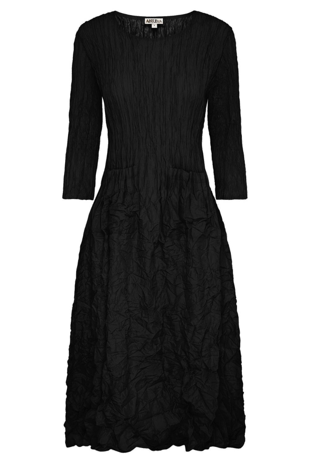 Alquema - 3/4 Sleeve Smash Pocket Dress | Black - Dress - Silvermaple Boutique