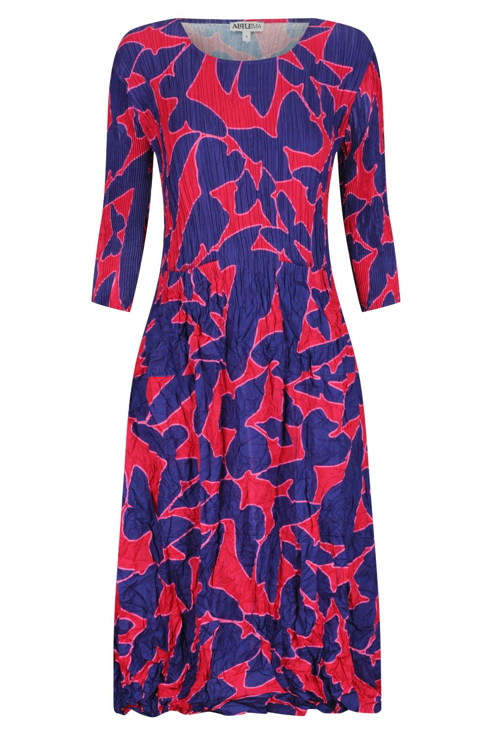 Alquema - 3/4 Sleeve Smash Pocket Dress | Cerise Butterflies - Dress - Silvermaple Boutique