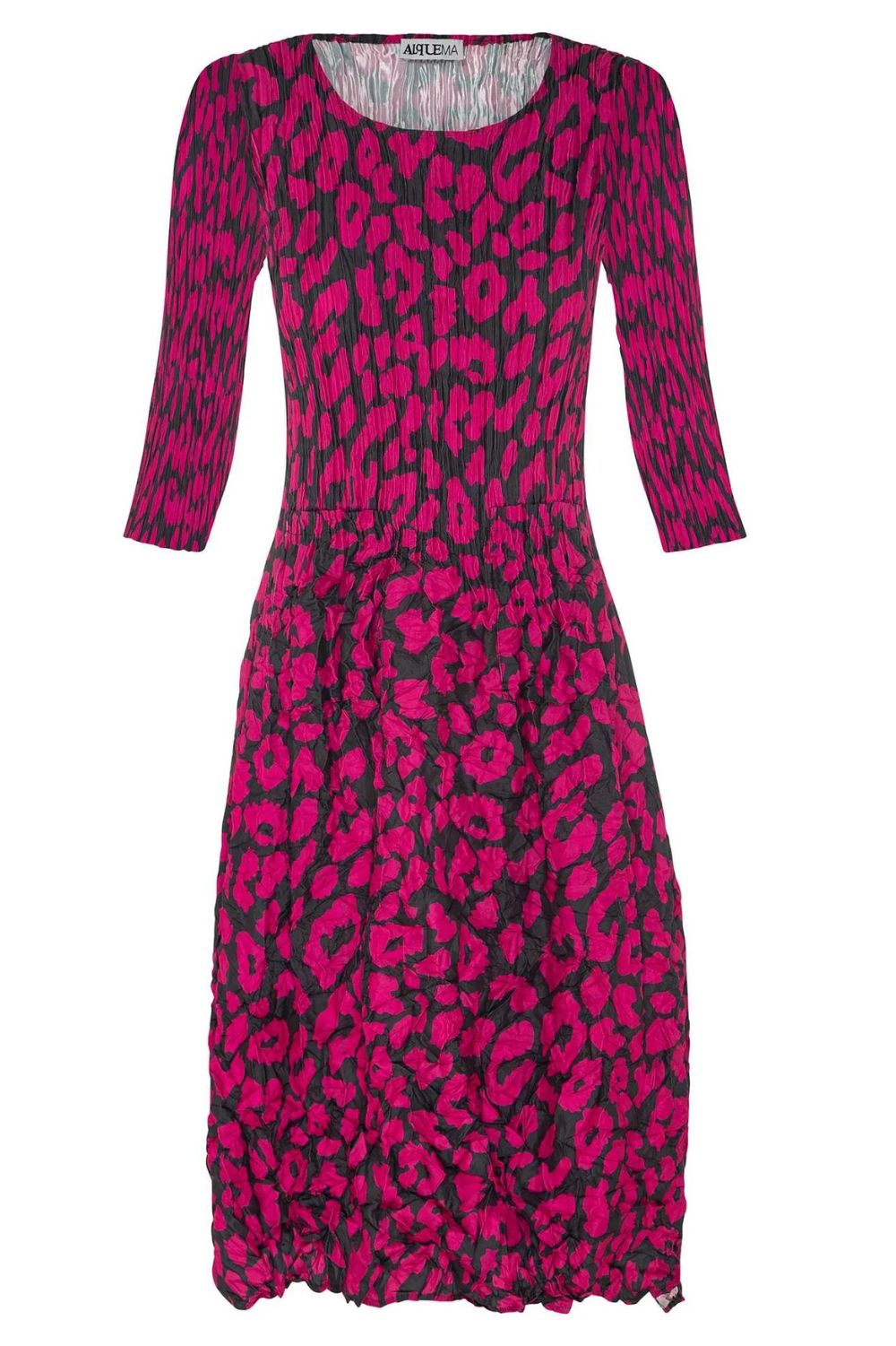 Alquema - 3/4 Sleeve Smash Pocket Dress | Pink Leopard - Dress - Silvermaple Boutique