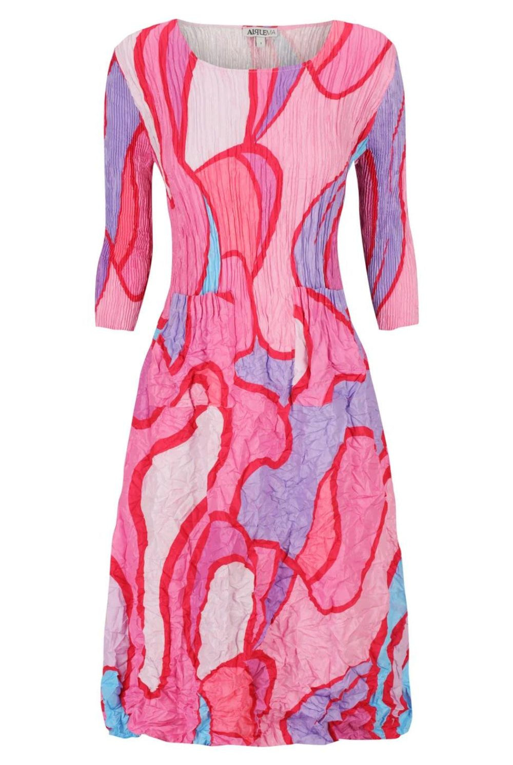 Alquema - 3/4 Sleeve Smash Pocket Dress | Pink Punch - Dress - Silvermaple Boutique