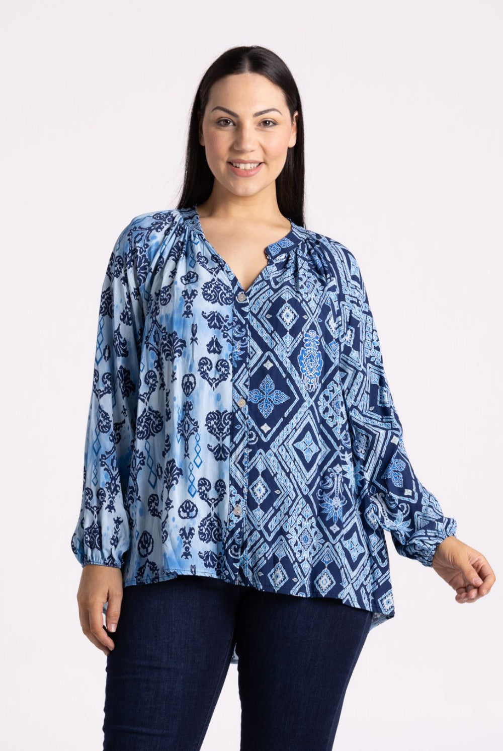 Silvermaple Collection - Amalfi Mosaic Shirt | Blue - Shirt - Silvermaple Boutique