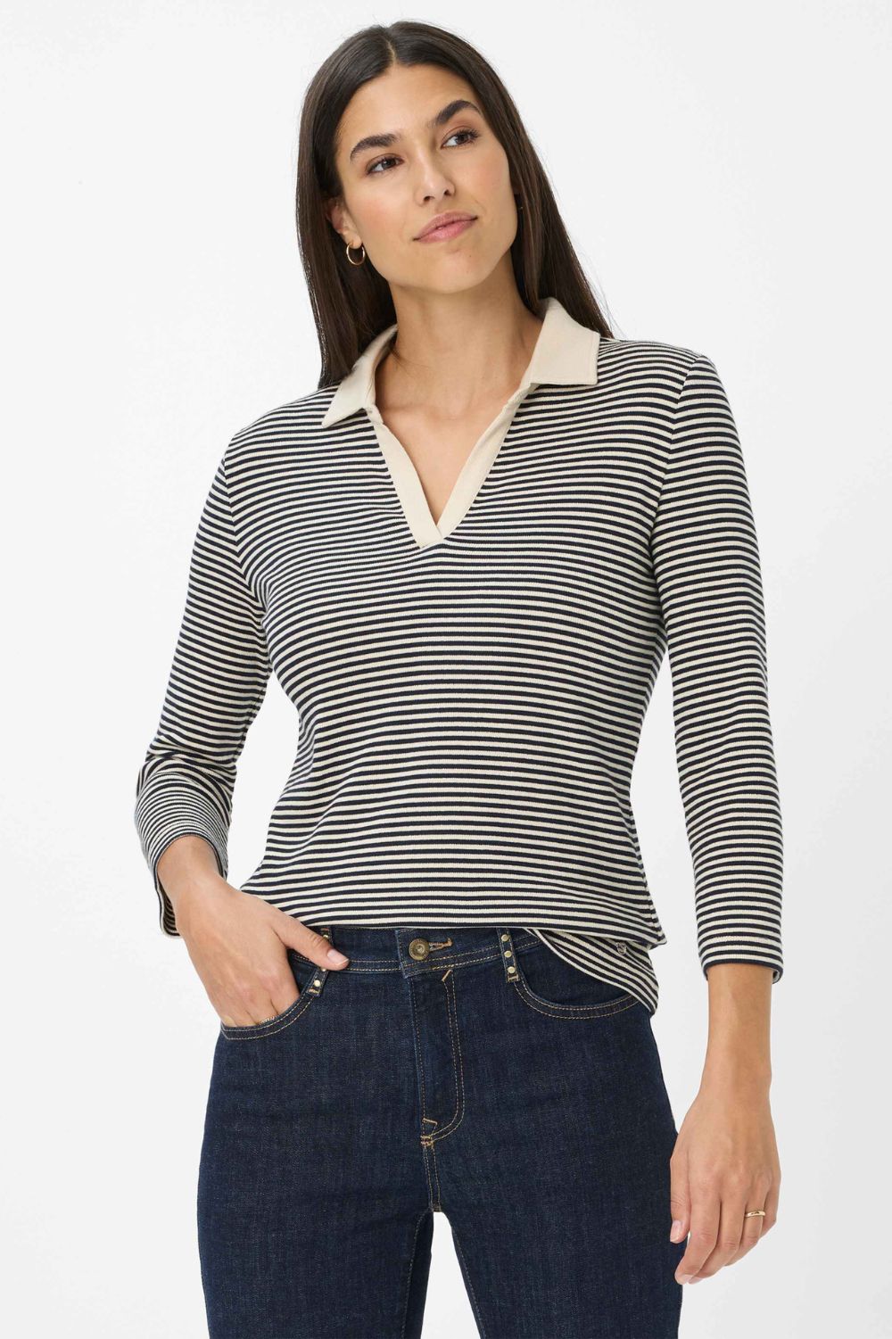 Brax - Brax Cleo Top | Navy Stripe - Top - Silvermaple Boutique