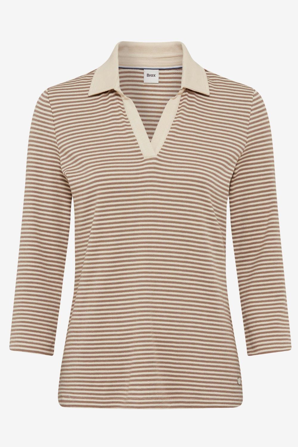 Brax - Brax Cleo Top | Taupe Stripe - Top - Silvermaple Boutique