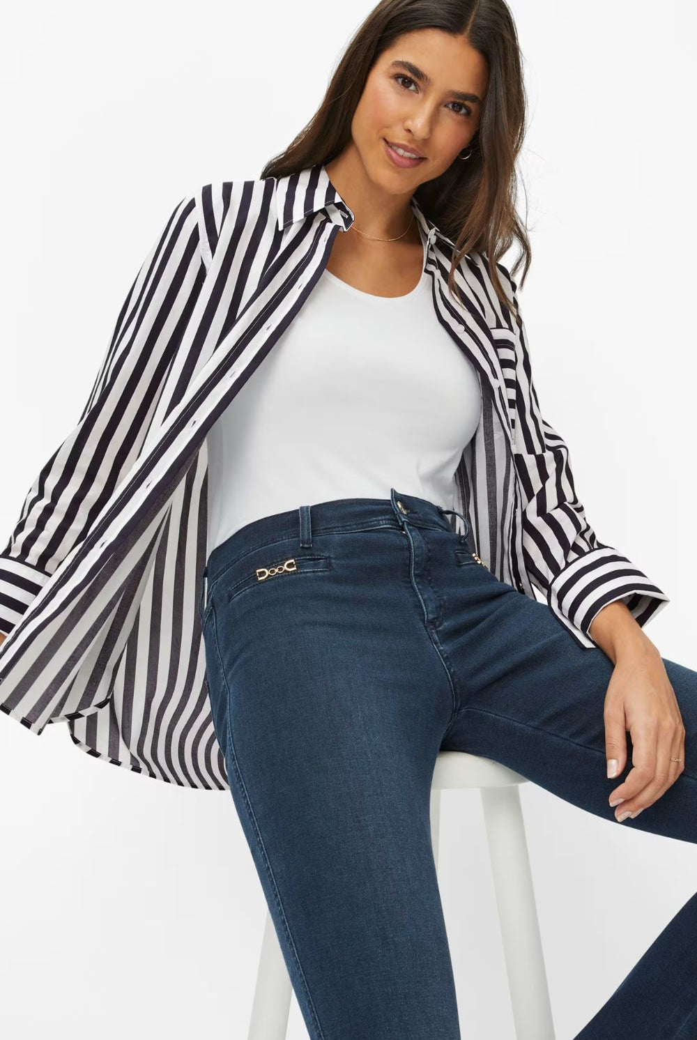 Brax - Viki Blouse | Navy Stripe - Blouse - Silvermaple Boutique