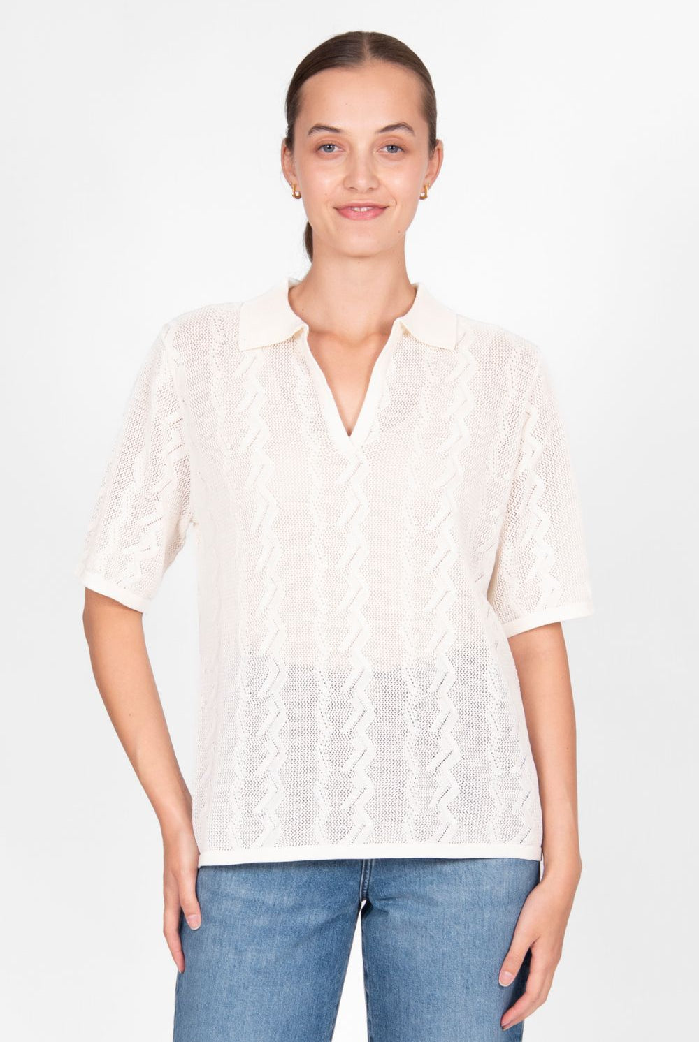 Bridge & Lord - Bridge & Lord Breezy Polo | Cream - Knitwear - Silvermaple Boutique