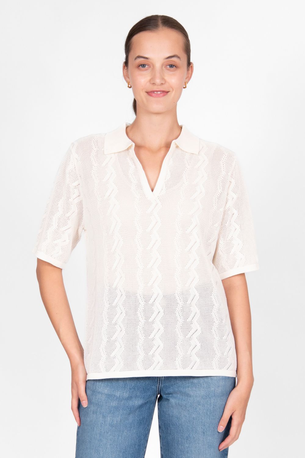 Bridge & Lord - Bridge & Lord Breezy Polo | Cream - Knitwear - Silvermaple Boutique