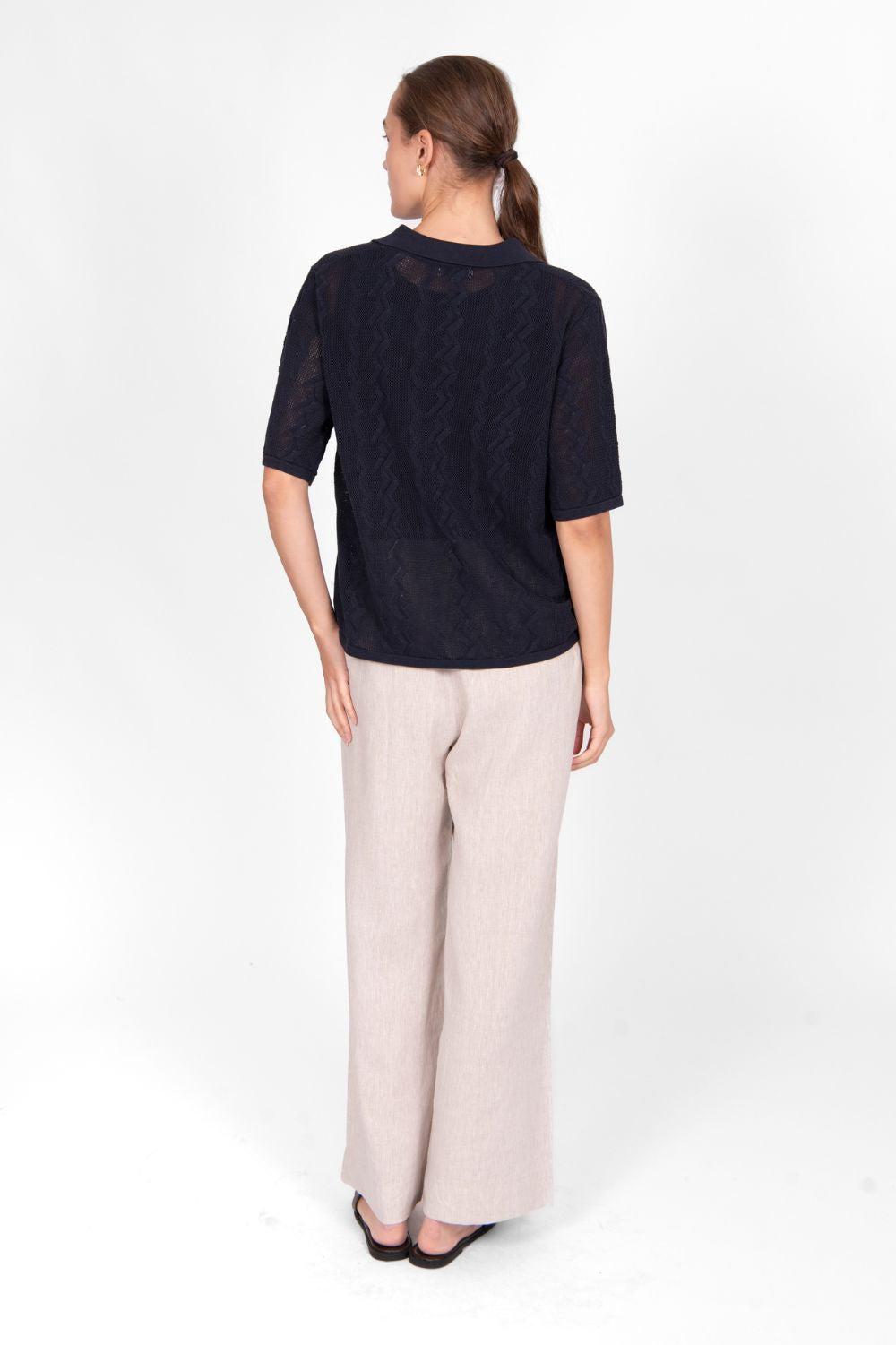 Bridge & Lord - Bridge & Lord Breezy Polo | Navy - Knitwear - Silvermaple Boutique