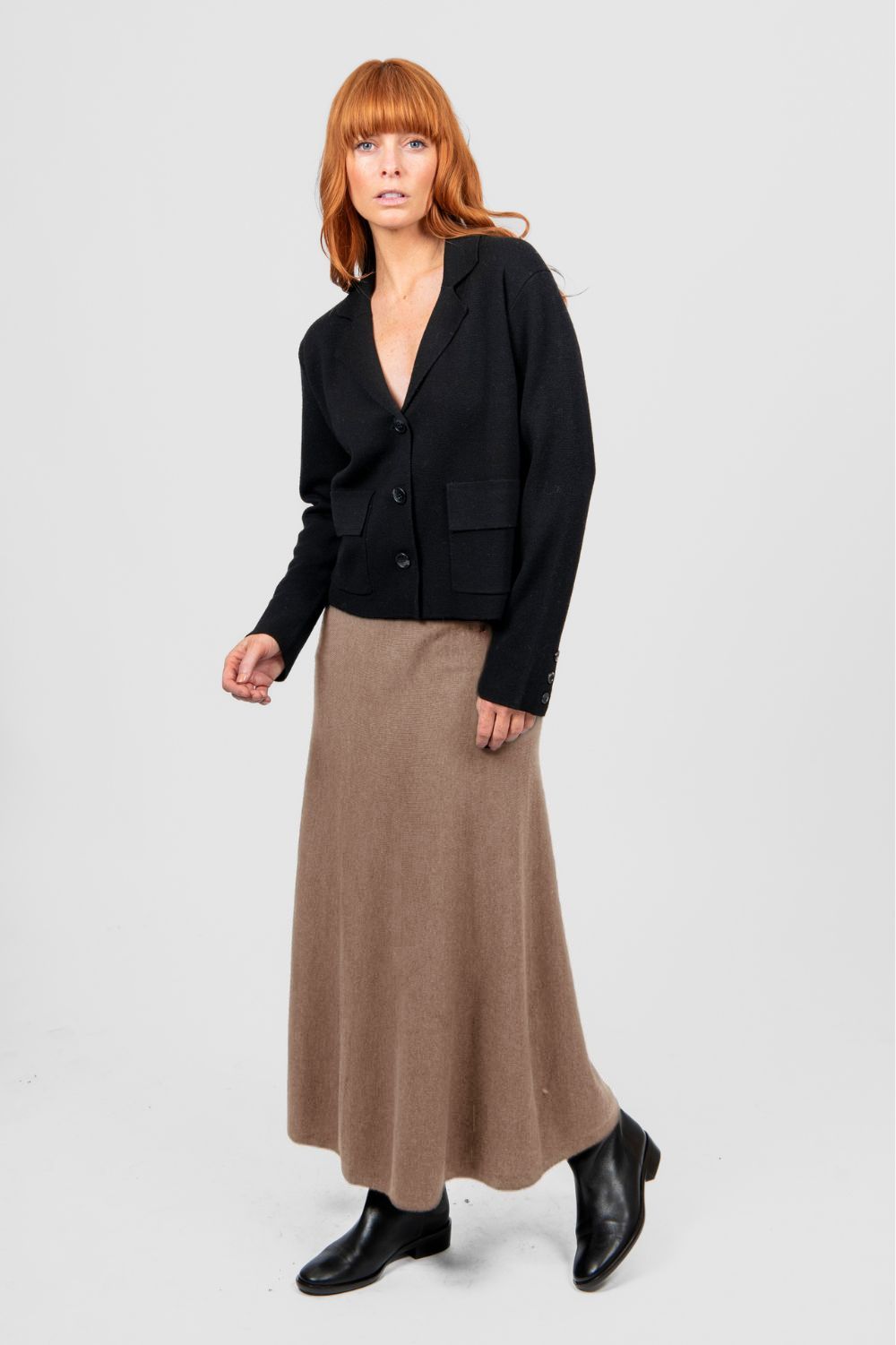 Bridge & Lord - Milano Flared Knit Skirt | Cobblestone - Skirt - Silvermaple Boutique