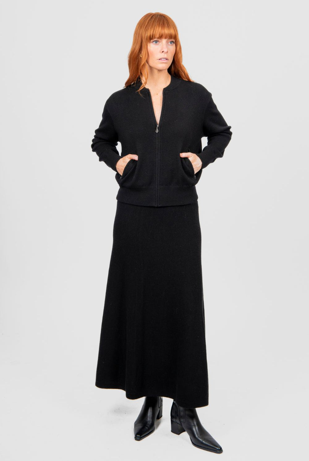 Bridge & Lord - Milano Flared Knit Skirt | Black - Skirt - Silvermaple Boutique