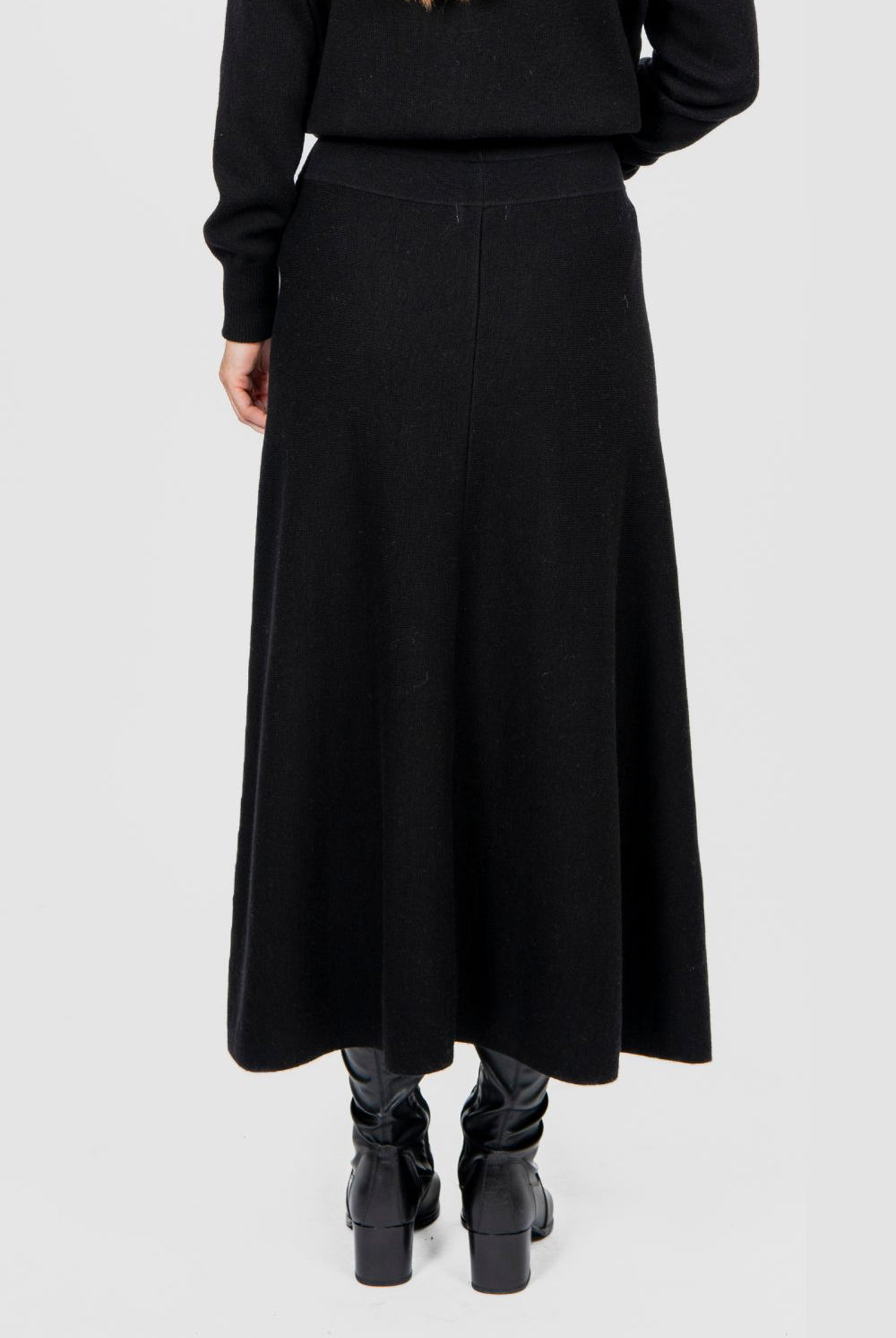 Bridge & Lord - Milano Flared Knit Skirt | Black - Skirt - Silvermaple Boutique