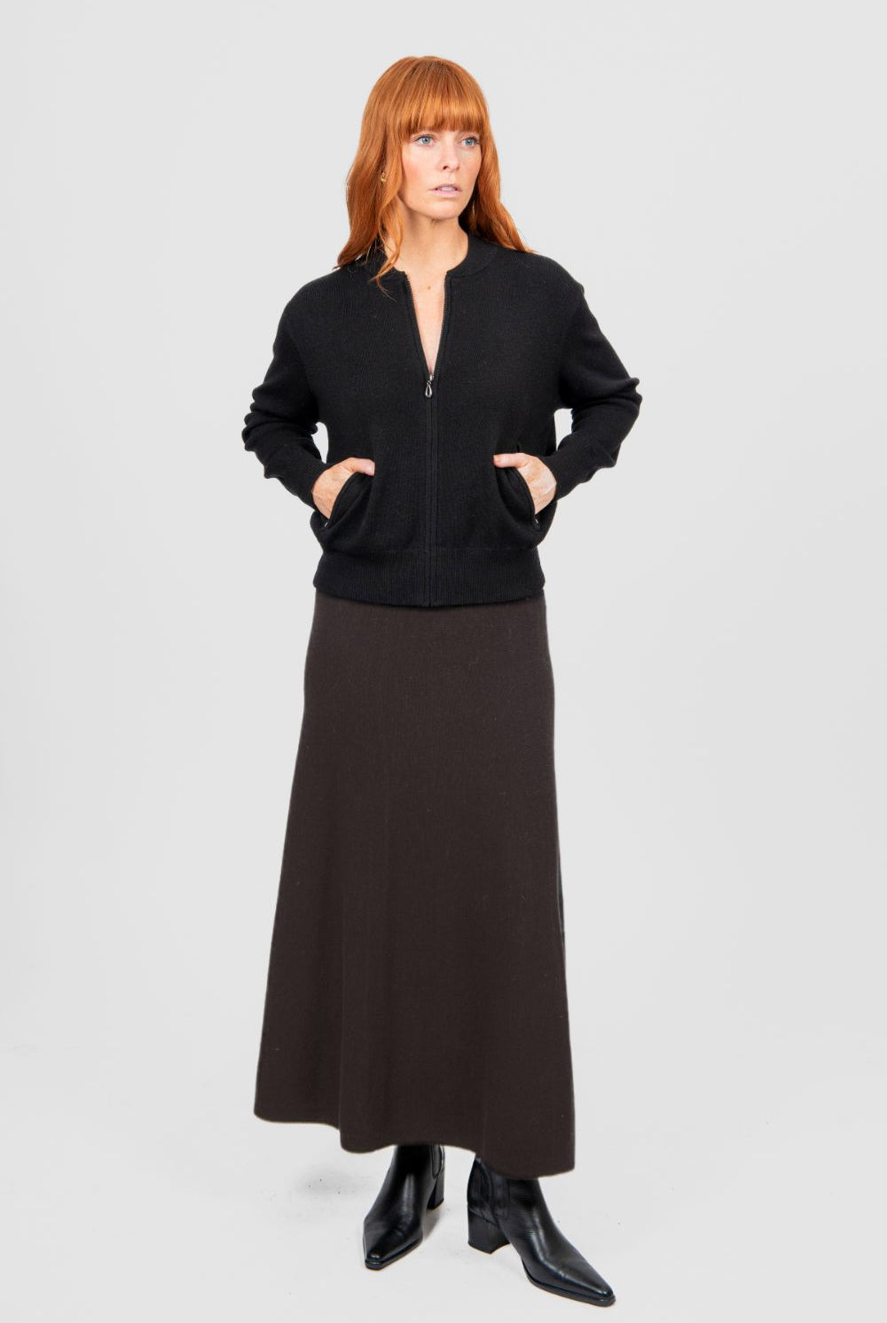 Bridge & Lord - Milano Flared Knit Skirt | Chocolate - Skirt - Silvermaple Boutique