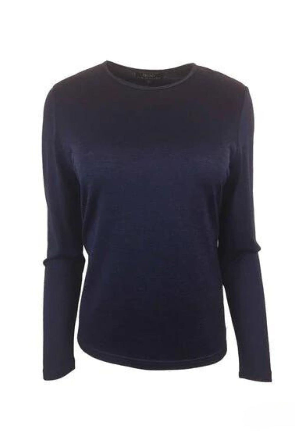 Ebony - Satin Trim Crew Neck | Navy - Top - Silvermaple Boutique
