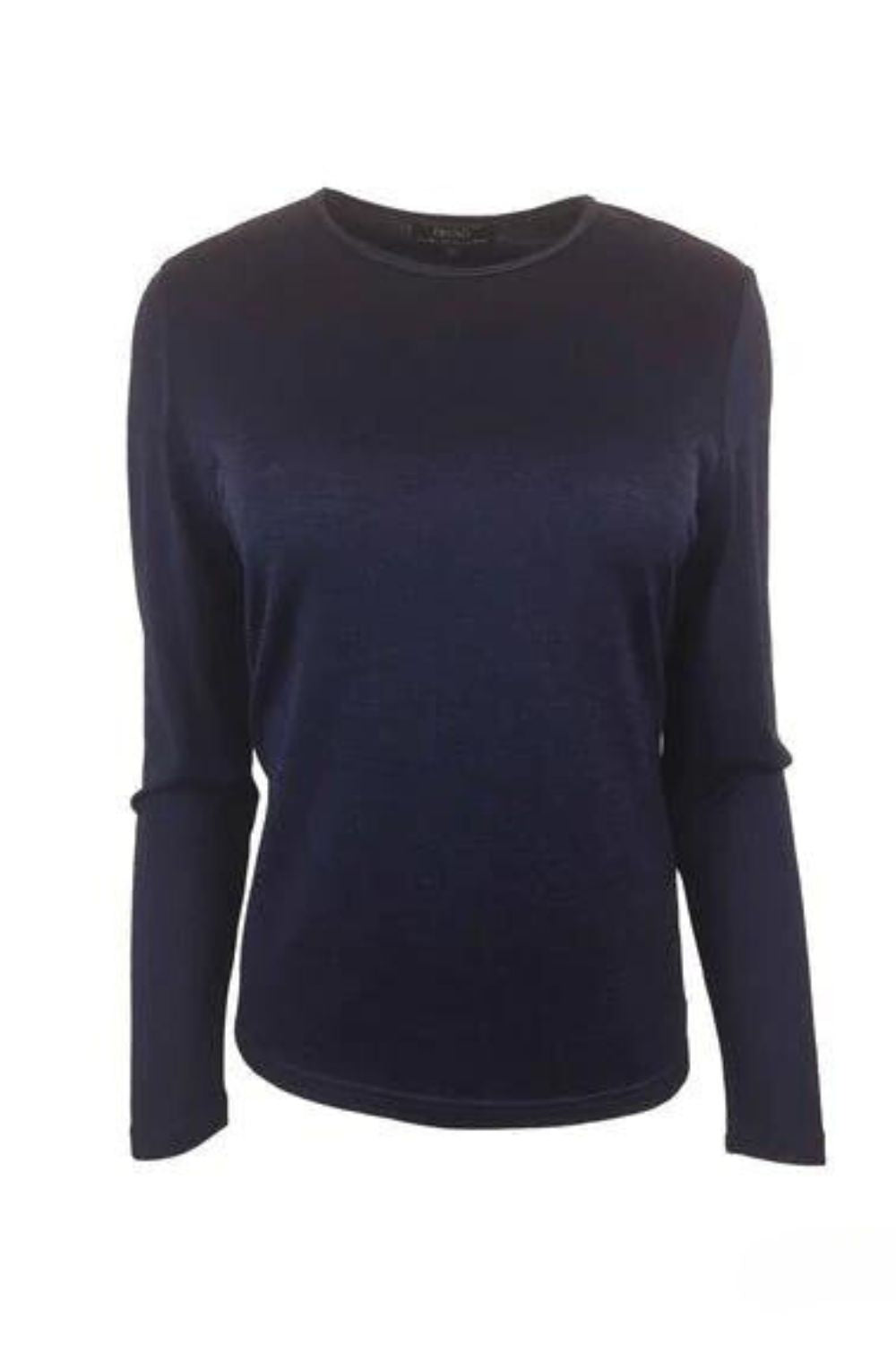 Ebony - Satin Trim Crew Neck | Navy - Top - Silvermaple Boutique