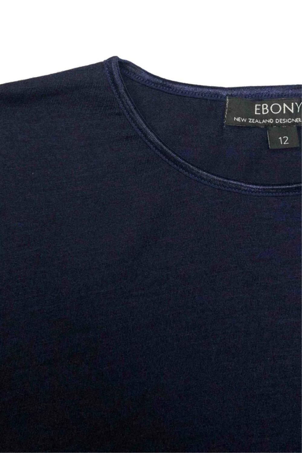 Ebony - Satin Trim Crew Neck | Navy - Top - Silvermaple Boutique