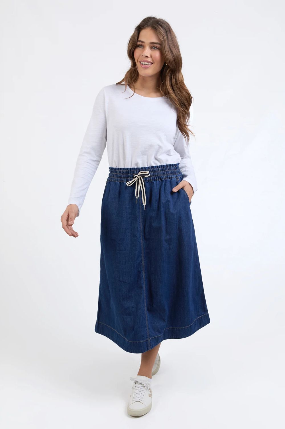 Elm Lifestyle - Greta Denim Skirt | Dark Blue Wash - Skirt - Silvermaple Boutique