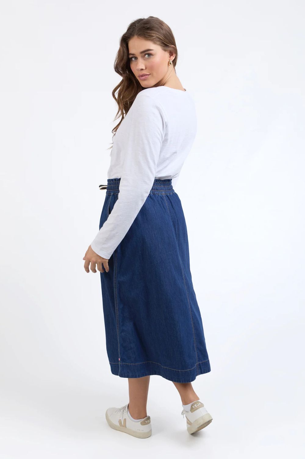 Elm Lifestyle - Greta Denim Skirt | Dark Blue Wash - Skirt - Silvermaple Boutique
