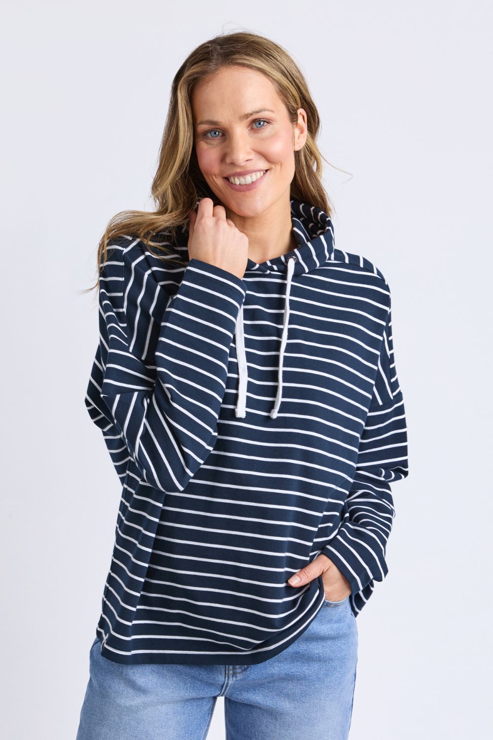 Elm Lifestyle - Rhea Hoodie | Navy/White Stripe - Jumper - Silvermaple Boutique