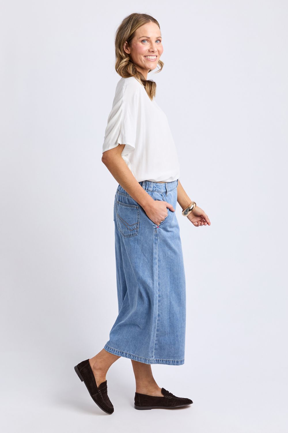 Elm Lifestyle - Scallop Edge Denim Skirt | Light Blue Wash - Skirt - Silvermaple Boutique