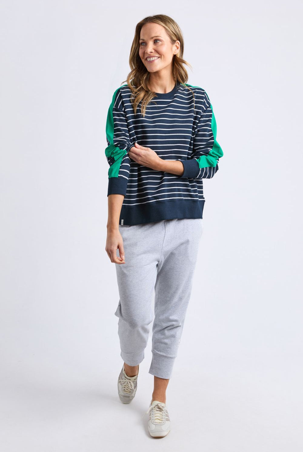Elm Lifestyle - Sloane Crew | Navy White Stripe/Turquoise Trim - Jumper - Silvermaple Boutique