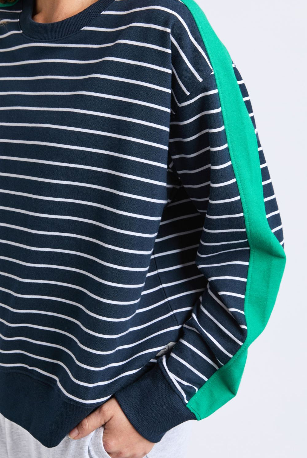 Elm Lifestyle - Sloane Crew | Navy White Stripe/Turquoise Trim - Jumper - Silvermaple Boutique