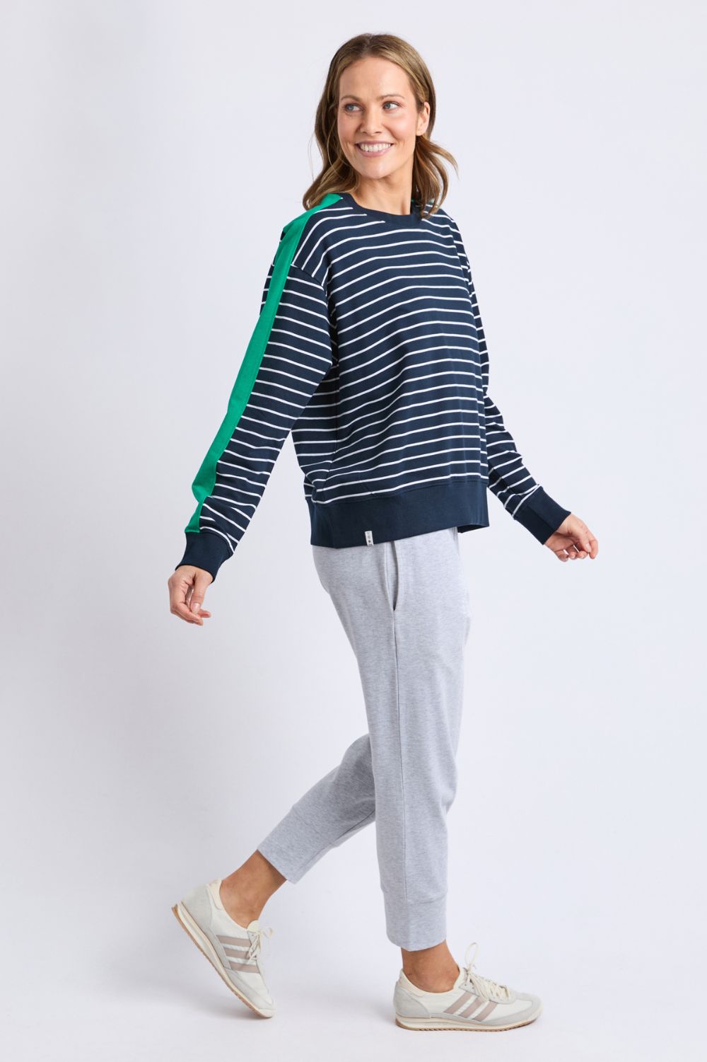 Elm Lifestyle - Sloane Crew | Navy White Stripe/Turquoise Trim - Jumper - Silvermaple Boutique