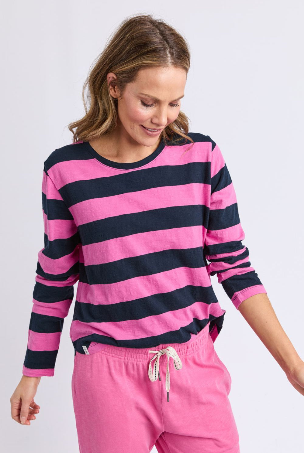 Elm Lifestyle - Spritz Stripe L/S Tee | Hot Pink/Navy - Top - Silvermaple Boutique