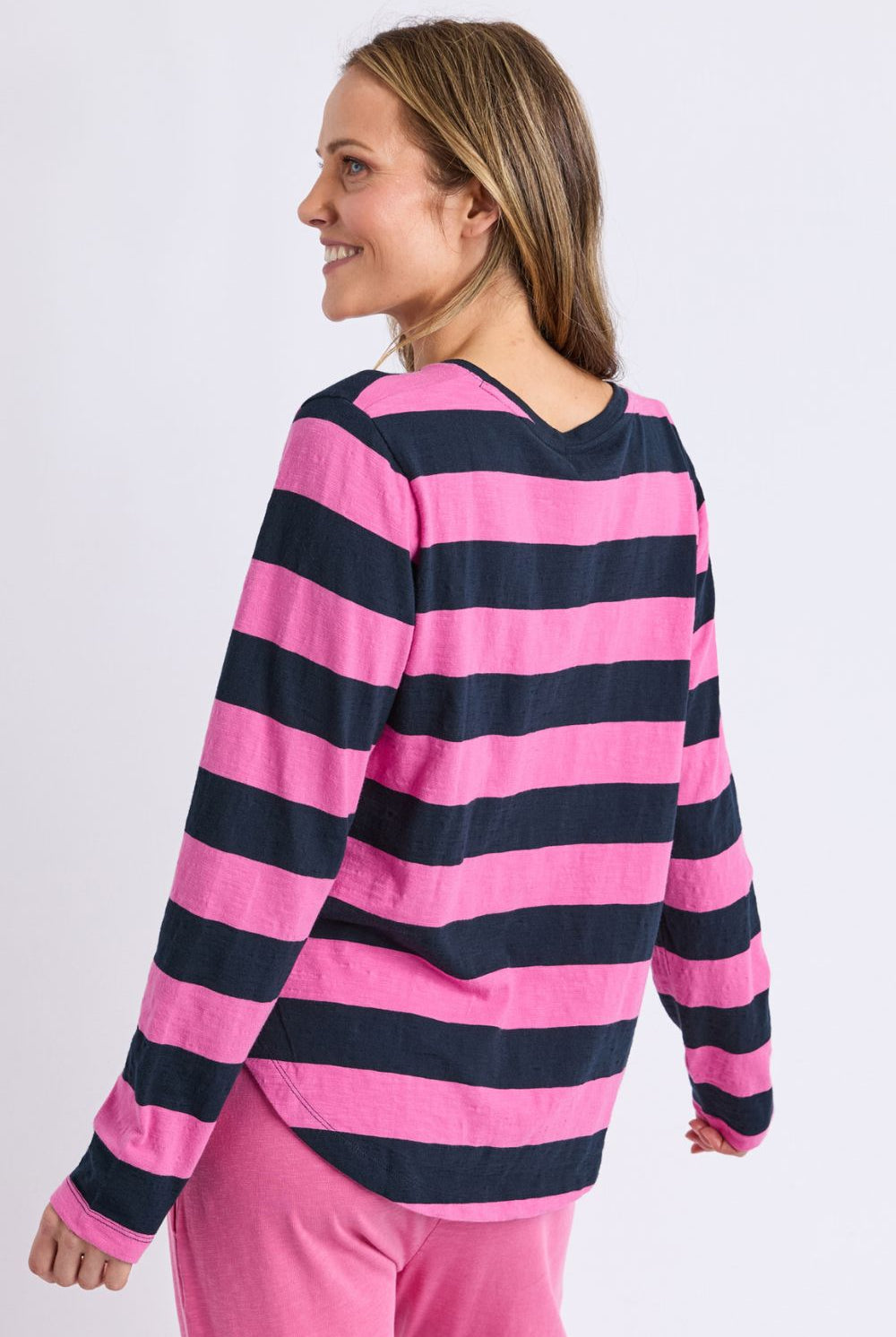 Elm Lifestyle - Spritz Stripe L/S Tee | Hot Pink/Navy - Top - Silvermaple Boutique