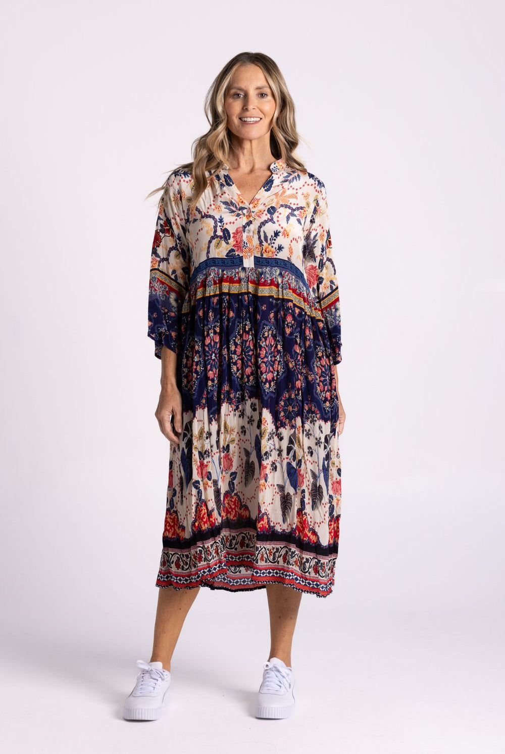 Silvermaple Collection - Erin V-Neck Dress | Floral Horizon - Dress - Silvermaple Boutique