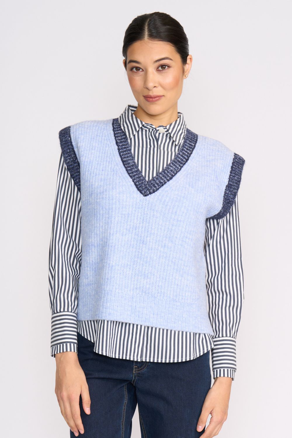 FOIL - FOIL Plush Love Vest | Blue Combo - Vest - Silvermaple Boutique