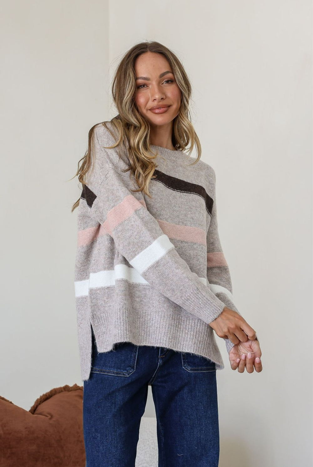 Fashion Curated - Aspen Stripe Knit | Mocha - Knitwear - Silvermaple Boutique