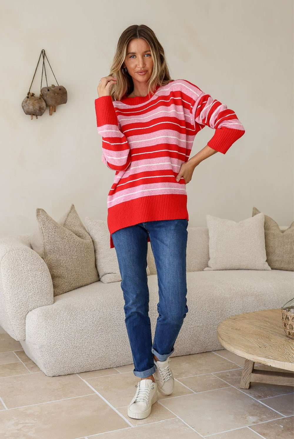 Fashion Curated - Bedford Stripe Knit | Red Pink - Knitwear - Silvermaple Boutique