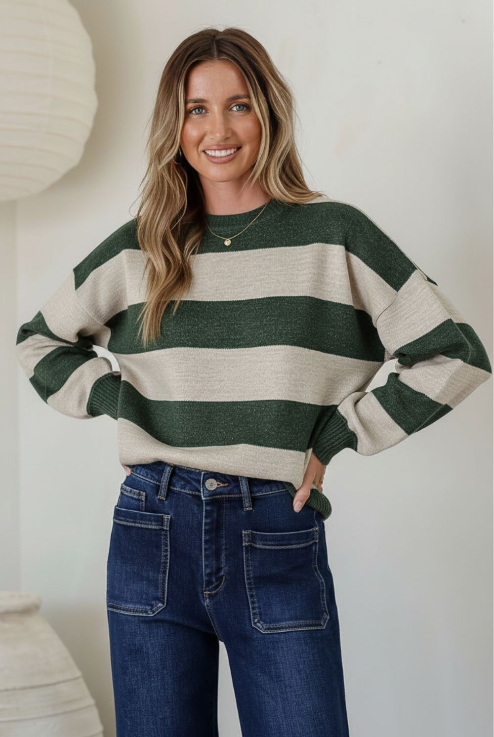 Fashion Curated - Brady Stripe Knit | Khaki/Latte - Knitwear - Silvermaple Boutique