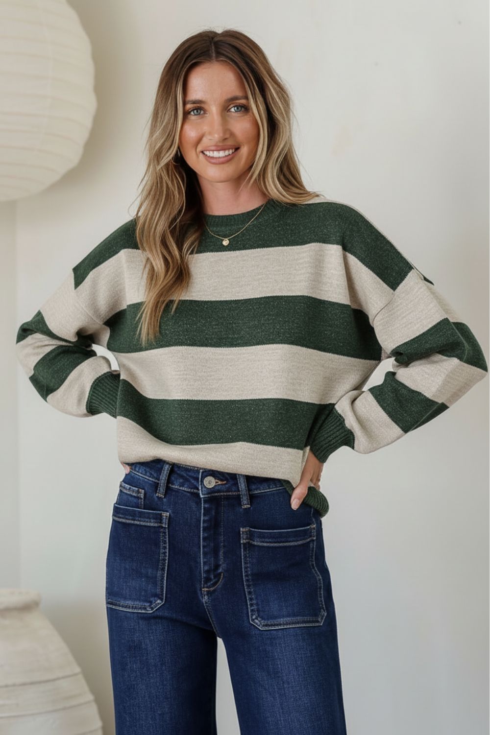 Fashion Curated - Brady Stripe Knit | Khaki/Latte - Knitwear - Silvermaple Boutique