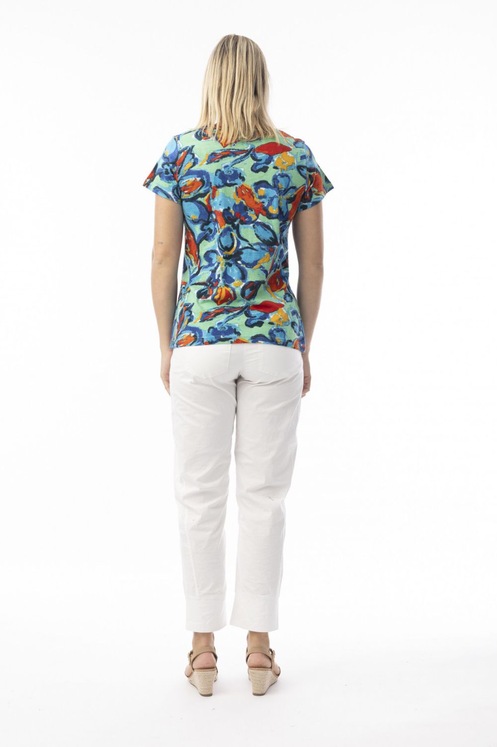 Fashion Express - Easy Days V Neck Tee | Aqua Floral - T-Shirt - Silvermaple Boutique