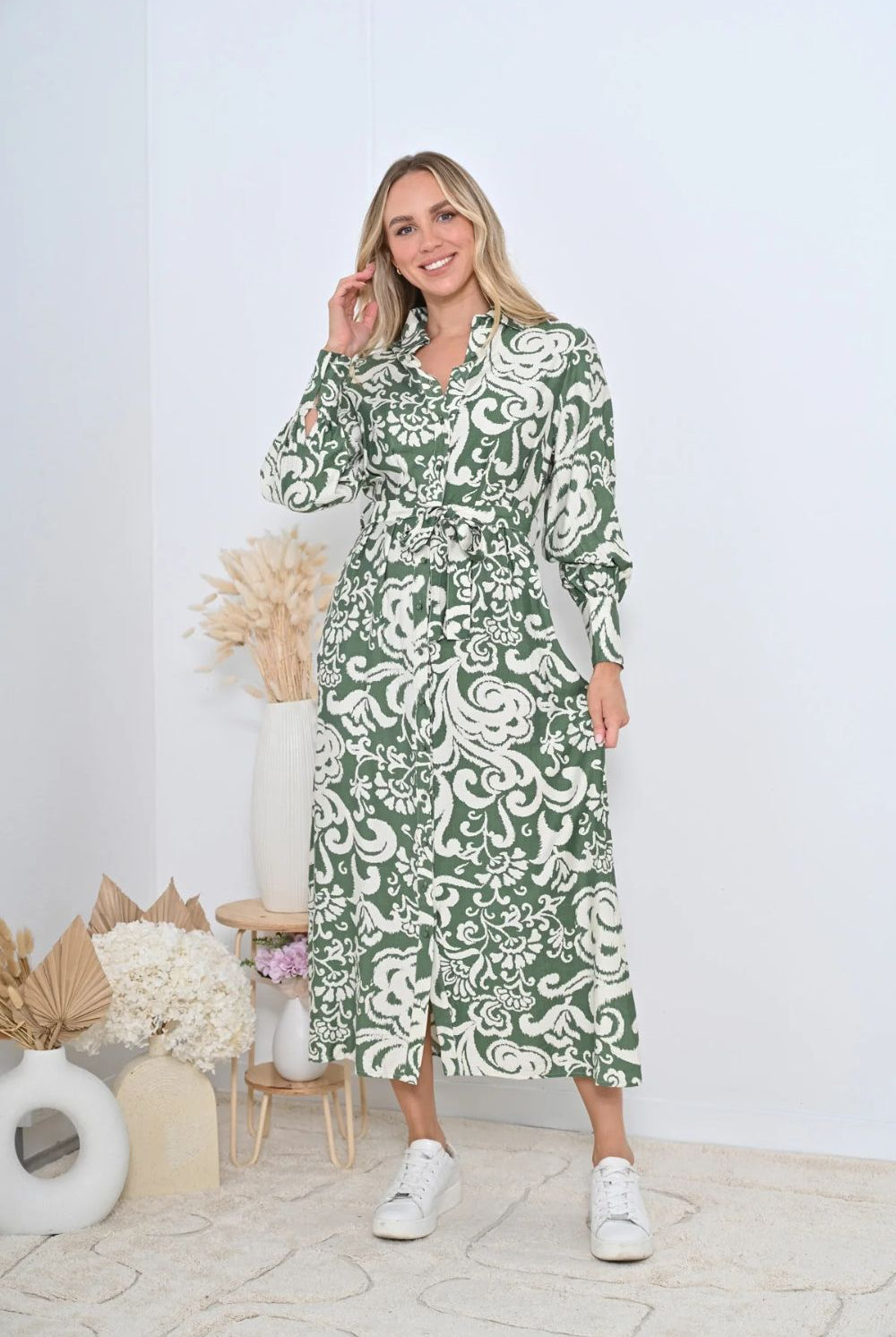 Fashion Express - Vivienne Dress | Green Floral - Dress - Silvermaple Boutique
