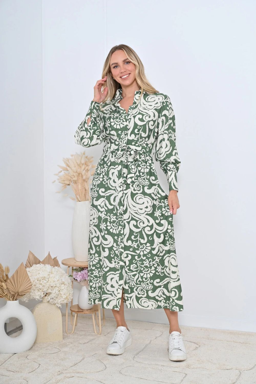 Fashion Express - Vivienne Dress | Green Floral - Dress - Silvermaple Boutique