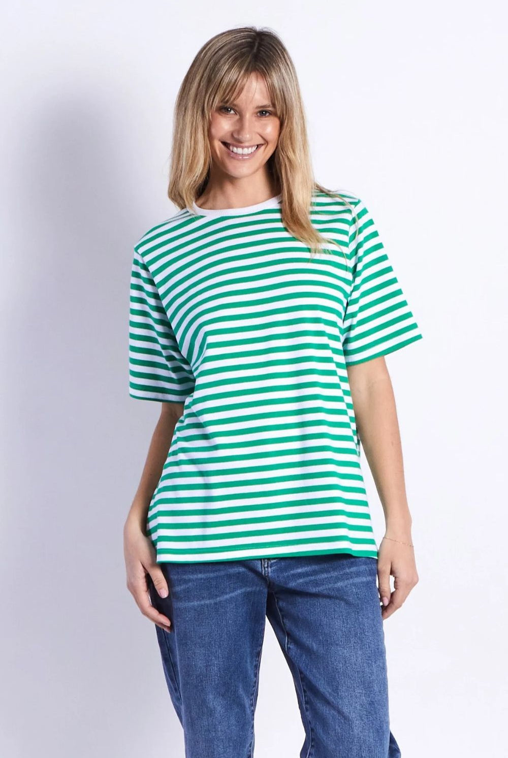 Fashion Express - Brunswick Tee | Green Stripes - T-Shirt - Silvermaple Boutique