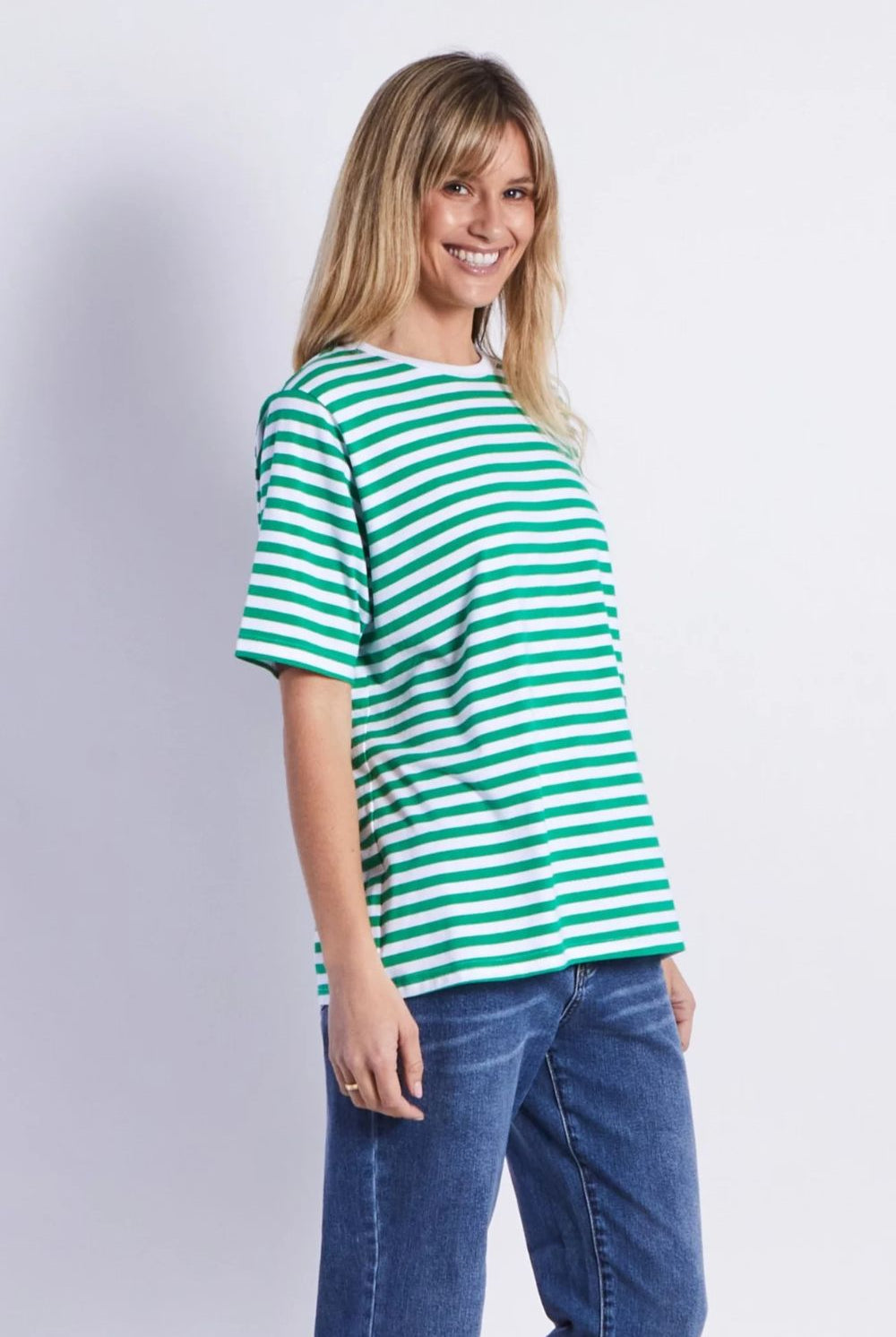 Fashion Express - Brunswick Tee | Green Stripes - T-Shirt - Silvermaple Boutique