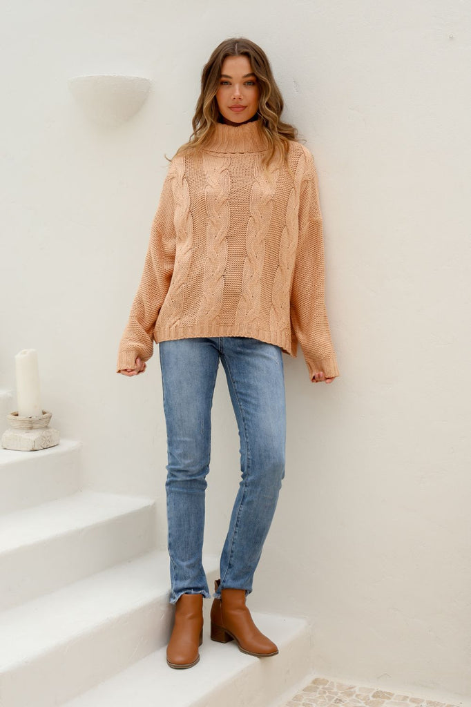 Fashion Express Tuscan Cable Knit | Camel_Silvermaple Boutique