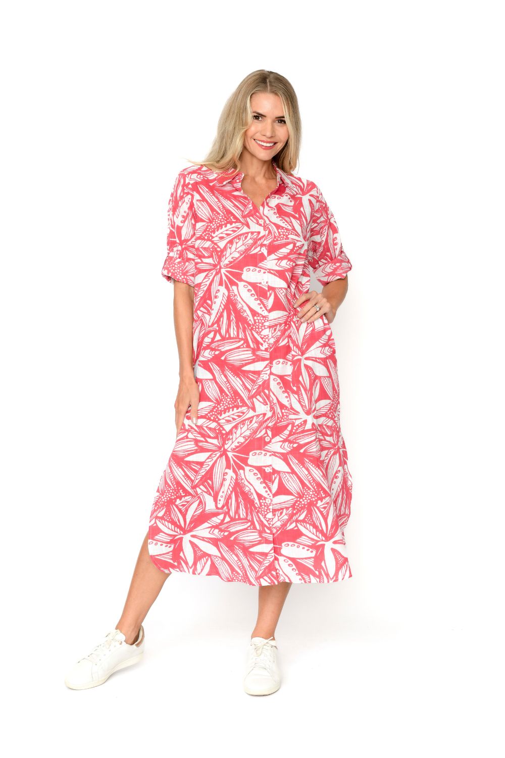 Fashion Express - Sofia Shirt Dress | Tribal Coral - Dress - Silvermaple Boutique