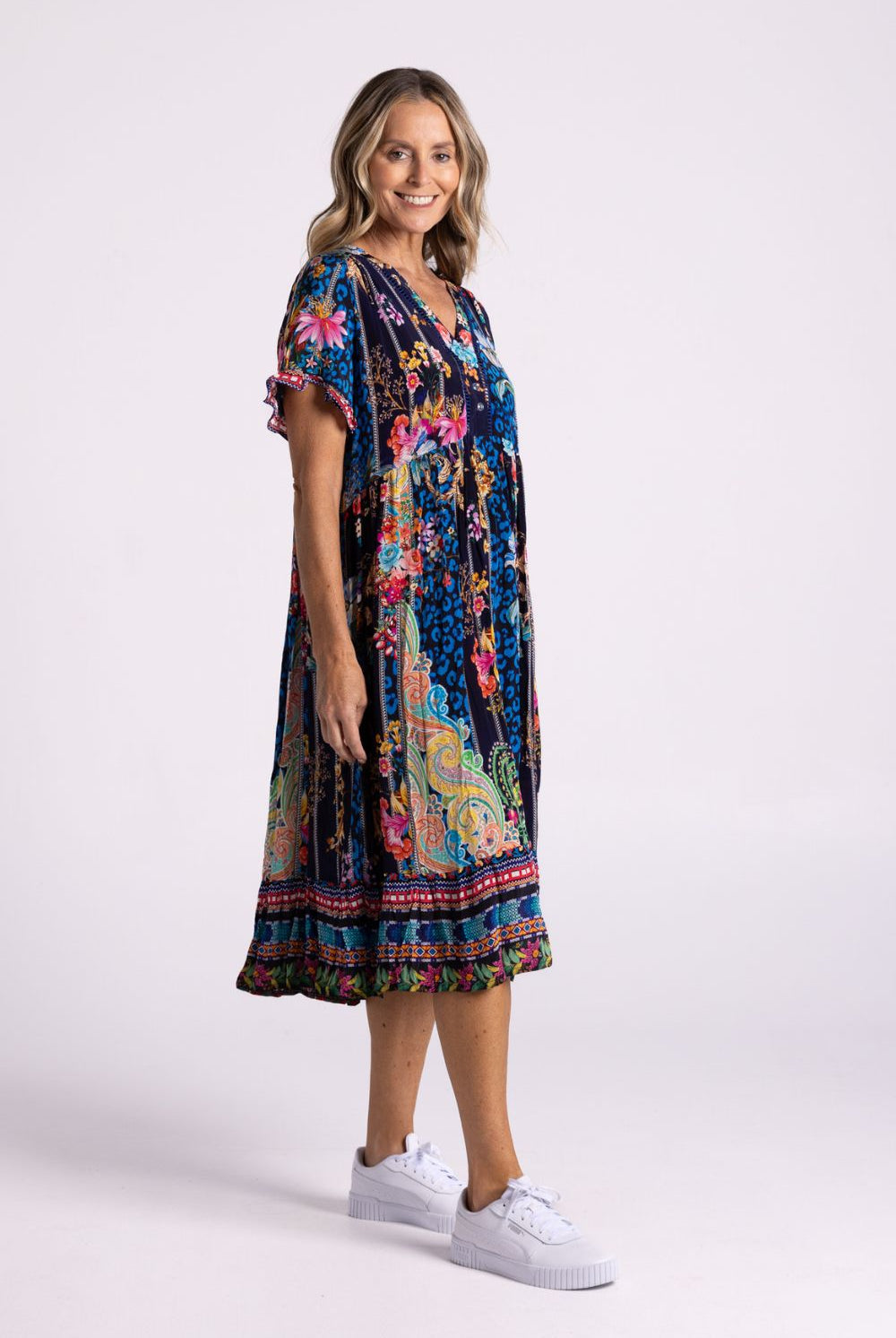 Silvermaple Collection - Fiona V-Neck Dress | Royal Rainforest - Dress - Silvermaple Boutique