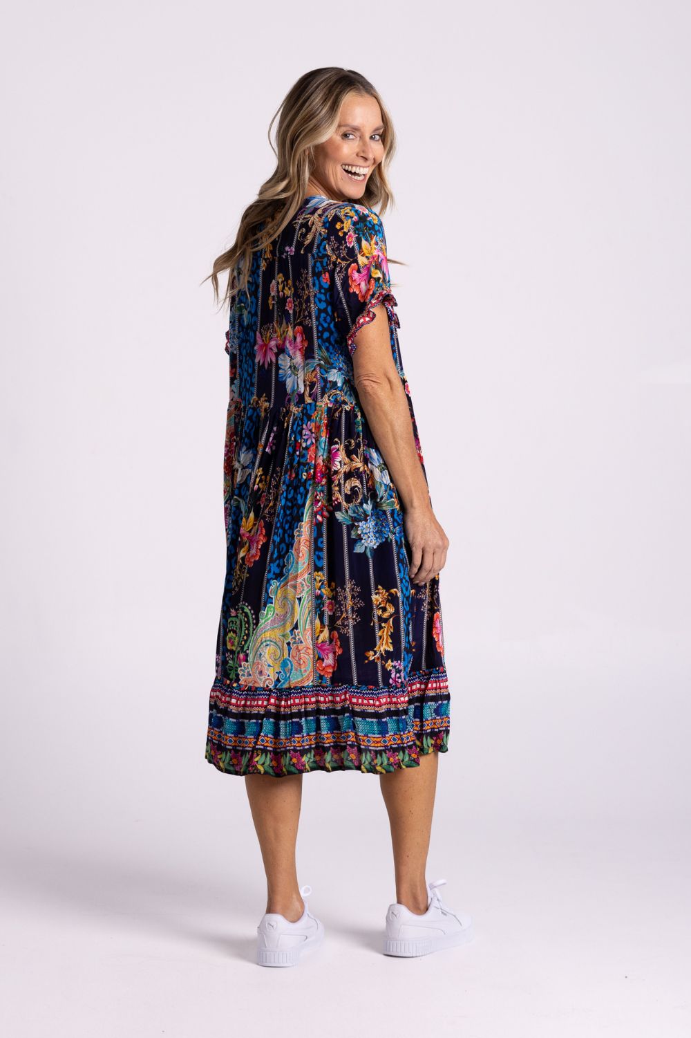 Silvermaple Collection - Fiona V-Neck Dress | Royal Rainforest - Dress - Silvermaple Boutique